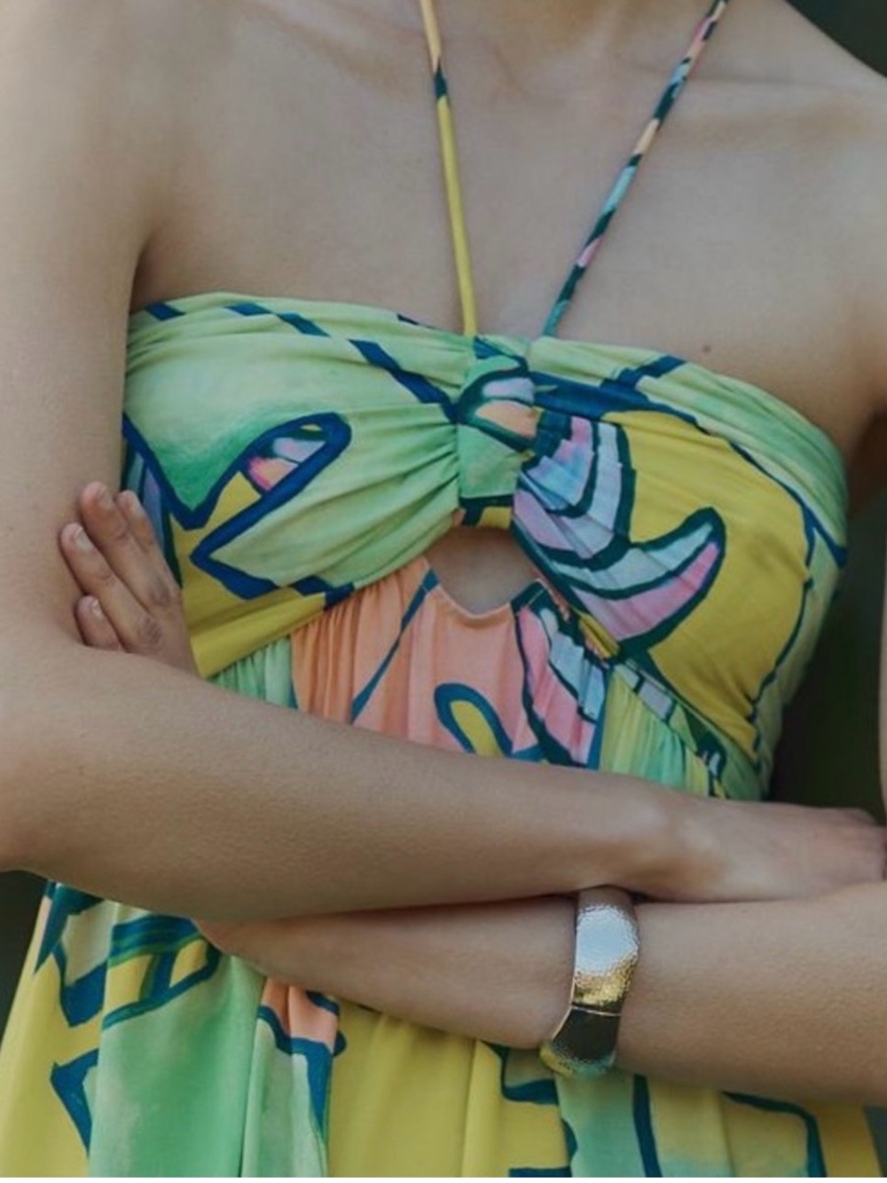 Farm Rio Tropical Floral Halter Maxi Dress - Size M - Picture 3 of 8